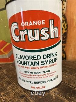 Vintage C. 1960 Orange Crush One Gallon Syrup Can Sign Coca Cola 7up Pepsi Dp