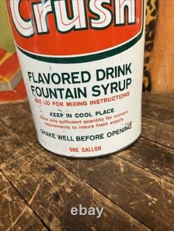 Vintage C. 1960 Orange Crush One Gallon Syrup Can Sign Coca Cola 7up Pepsi Dp