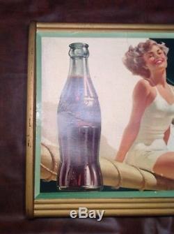 Vintage Cardboard LITHO Display Sign Original Frame 1949 Antique Advertising