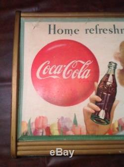 Vintage Cardboard LITHO Display Sign Original Frame 1949 coca cola Advertising