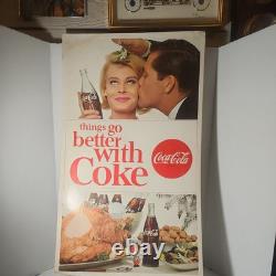 Vintage Christmas Coca Cola Things Go Better Man Woman Advertisement Sign