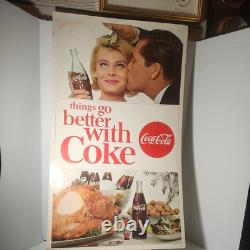 Vintage Christmas Coca Cola Things Go Better Man Woman Advertisement Sign