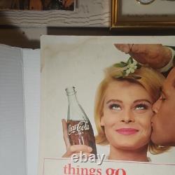 Vintage Christmas Coca Cola Things Go Better Man Woman Advertisement Sign
