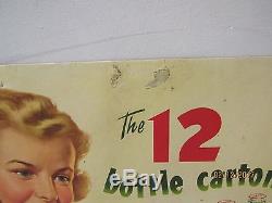 Vintage Coca Cola 12 Pack Cardboard Sign Shows Bottle Carrier 1951 Scarce NR FS