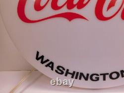 Vintage Coca Cola 18 Round Lighted Sign From Washington DC Bottling Plant