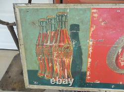Vintage Coca Cola 1923 Marching Coke Bottle Sign X-mass 1923 Embossed Bottles