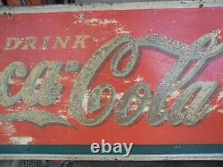 Vintage Coca Cola 1923 Marching Coke Bottle Sign X-mass 1923 Embossed Bottles