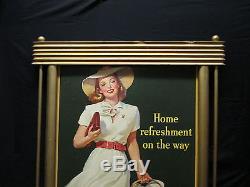 Vintage Coca Cola 1945 Cardboard Sign & Original Frame Exc Condition No Reserve