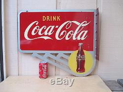 Vintage Coca Cola 1947's Flange Sign Excellent Original No Reserve