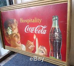 Vintage Coca Cola 1950 Cardboard Sign In Original Frame No Reserve