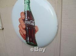 Vintage Coca Cola 1950's 16 Button With Hand Holding A Bottle
