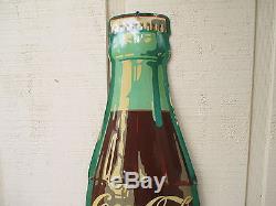 Vintage Coca Cola 1950's Embossed Bottle Sign Excellent Condition No Reserve