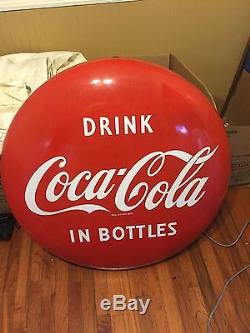 Vintage Coca Cola 1950s Antique 36 Round Button Porcelain Sign
