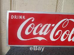 Vintage Coca Cola 1952 Painted Sign 9 3/8 X 27 1/2 No Reserve