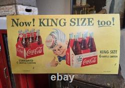 Vintage Coca-Cola 1955 King Size & Sprite Boy Advertising Sign Original