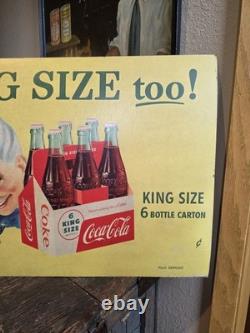 Vintage Coca-Cola 1955 King Size & Sprite Boy Advertising Sign Original