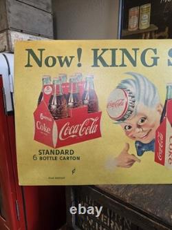 Vintage Coca-Cola 1955 King Size & Sprite Boy Advertising Sign Original