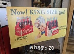 Vintage Coca-Cola 1955 King Size & Sprite Boy Advertising Sign Original
