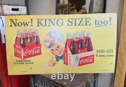 Vintage Coca-Cola 1955 King Size & Sprite Boy Advertising Sign Original
