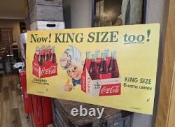 Vintage Coca-Cola 1955 King Size & Sprite Boy Advertising Sign Original