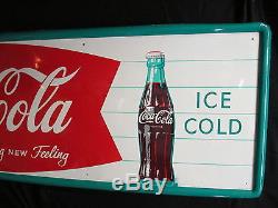 Vintage Coca Cola 1960's Refreshing New Feeling Sign Exc Condition No Reserve