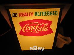 Vintage Coca Cola 1960's Revolving Lantern Light Up Sign NO RESERVE