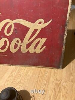 Vintage Coca Cola 3-46 Masonite Sign cardboard gd condition. 70 by 34