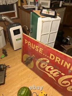 Vintage Coca Cola 3-46 Masonite Sign cardboard gd condition. 70 by 34