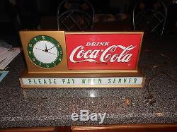 Vintage Coca Cola 50's Advertising Clock Sign