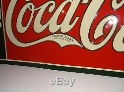 Vintage Coca Cola 5c Soda Pop Bottle Gas Station 36 EMBOSSED Metal Sign