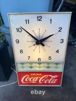 Vintage Coca Cola Advertising Clock Bar Light Country Store Sign Man Cave