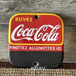 Vintage Coca Cola Advertising Porcelain Sign Porcelain Match Strike French