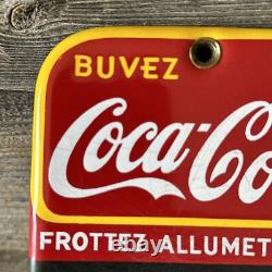 Vintage Coca Cola Advertising Porcelain Sign Porcelain Match Strike French