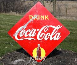 Vintage Coca Cola Advertising Sign Bottle Diamond shape Original coke soda pop