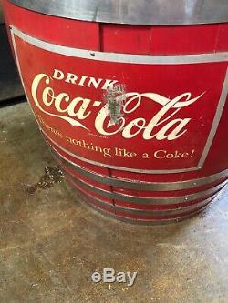Vintage Coca Cola Barrel Soda Dispenser 7up Pepsi Dr Pepper Orange Crush Sign