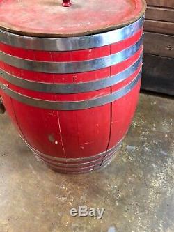 Vintage Coca Cola Barrel Soda Dispenser 7up Pepsi Dr Pepper Orange Crush Sign