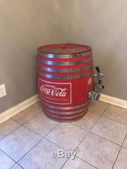 Vintage Coca Cola Barrel Soda Dispenser Fountain Cooler Sign Rare! 7up Coke