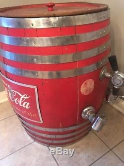 Vintage Coca Cola Barrel Soda Dispenser Fountain Cooler Sign Rare! 7up Coke