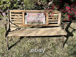 Vintage Coca Cola Bench Iron Advertising Soda Sign & Arm Rests ONLY No Wood READ