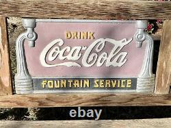 Vintage Coca Cola Bench Iron Advertising Soda Sign & Arm Rests Wood Seating READ