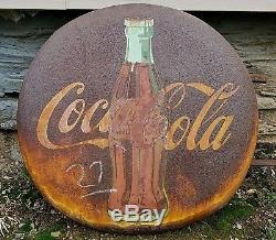 Vintage Coca Cola Bottle Graphic 24 Button General Store Privilege Sign Bracket