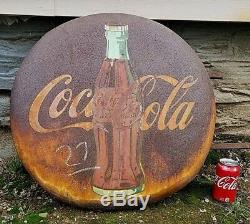 Vintage Coca Cola Bottle Graphic 24 Button General Store Privilege Sign Bracket