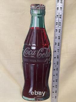 Vintage Coca Cola Bottle Porcelain Advertising Door Push -Good Condition- Heavy