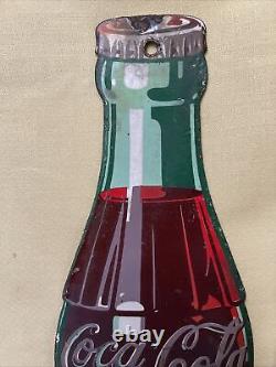 Vintage Coca Cola Bottle Porcelain Advertising Door Push -Good Condition- Heavy