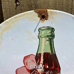 Vintage Coca Cola Bottle Porcelain Metal Gas Station Advertising Soda Pop Sign