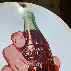 Vintage Coca Cola Bottle Porcelain Sign Metal Gas Station Advertising Soda Pop