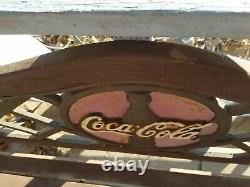 Vintage Coca-Cola Bottle Silhouette Park Bench Back Rails w Legs Cast Iron