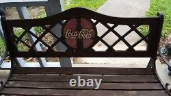 Vintage Coca-Cola Bottle Silhouette Park Bench Back Rails w Legs Cast Iron