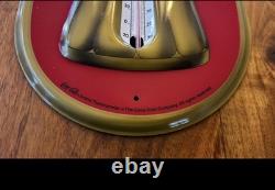 Vintage Coca-Cola Bottle Thermometer Sign Red & Gold