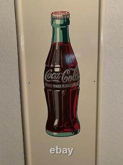 Vintage Coca Cola Brass Button on Pilaster Sign Dated January 1947